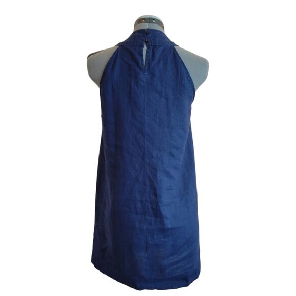United Colors of Benetton Navy Linen Halter Trapeze Dress Size XS - Picture 4 of 10
